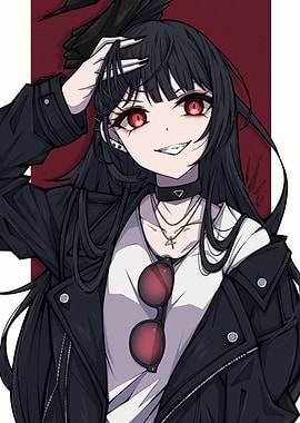 Anime Girl with Red Eyes