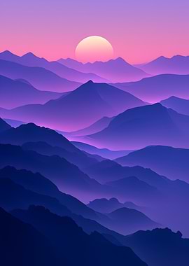 Purple Mountain Sunset Landscape