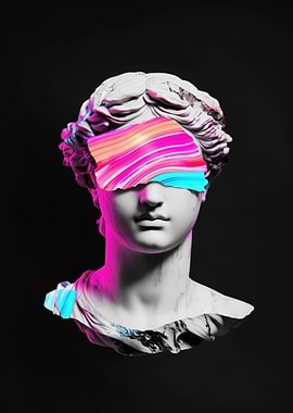 Abstract Bust with Colorful Overlay