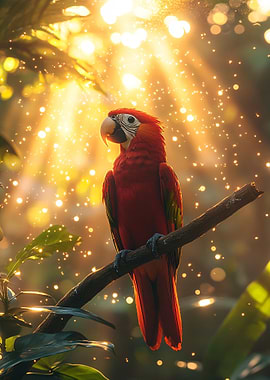 Scarlet Macaw in Golden Light