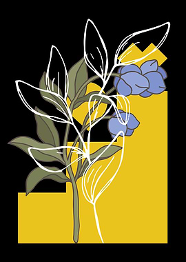 Floral Illustration with Geometric Accents