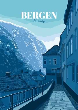 Bergen, Norway Travel Poster