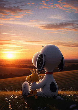 Snoopy and Woodstock Sunset