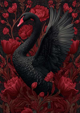 Art Deco Black Swan