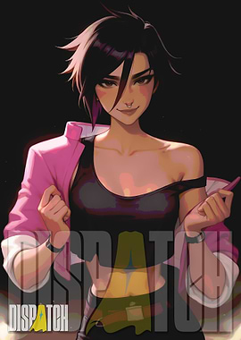 Stylish Woman with Pink Jacket Illustration