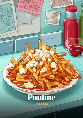 Poutine Canada Food Illustration