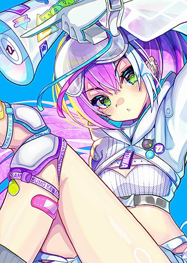 Anime Girl with Colorful Hair