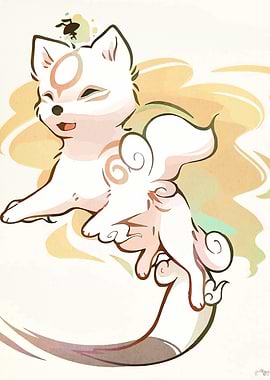 Cute White Fox with Insect Friend