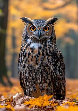 Majestic Owl in Autumn Forest