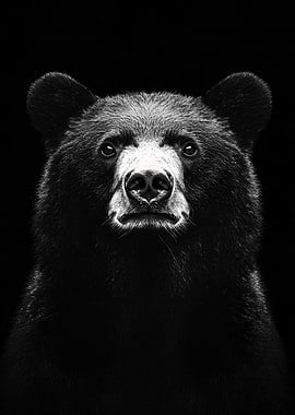 Black Bear Portrait on Black Background