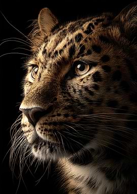 Leopard portrait on black background