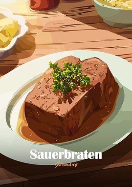 Sauerbraten Germany Food Illustration