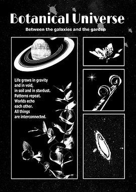 Botanical Universe Black and White Art