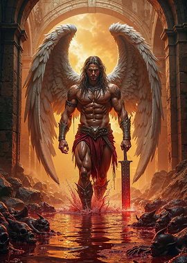 Winged Warrior with Sword in Hell
