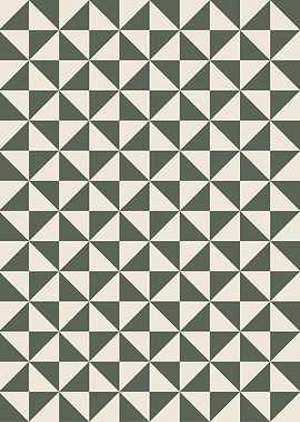Geometric Triangle Pattern in Green and Beige