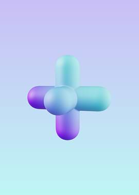 Abstract 3D Cross with Gradient Colors