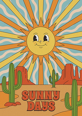 Retro Desert Landscape