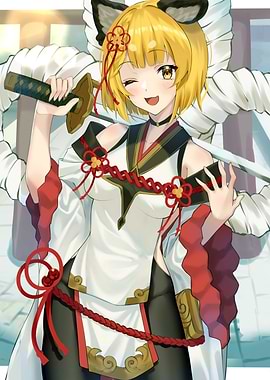 Anime Girl with Sword and Cat Ears