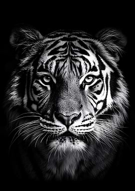 Monochrome Tiger Portrait