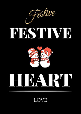 Festive Heart Love Snowmen - “Black Edition – Bold White Text Motivational Poster”