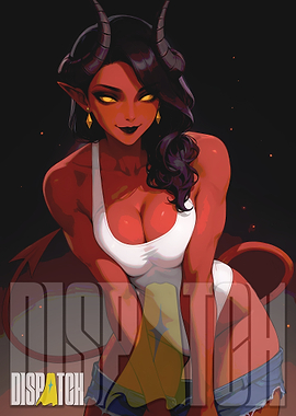 Red-skinned Demon Girl in Casual Outfit