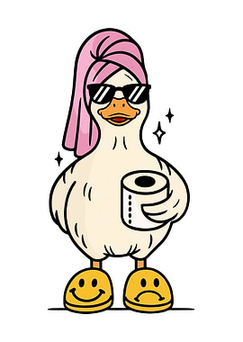 Duck with Towel and Sunglasses