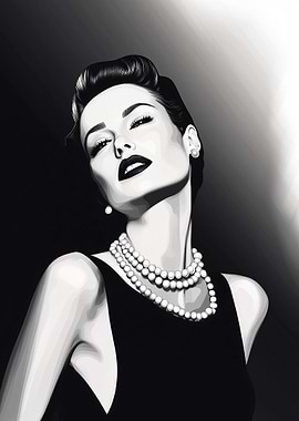 Elegant Woman in Black and White