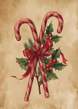 Vintage Christmas Candy Cane Arrangement