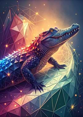 Geometric Alligator Digital Art