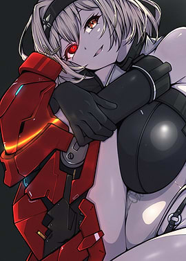 Anime Girl with Red Robot Companion