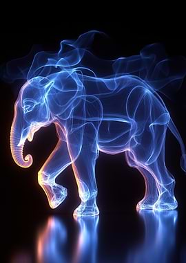 Abstract Elephant Glowing Digital Art