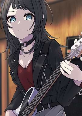 Anime Girl Playing Bass Guitar