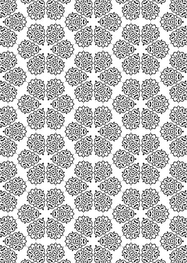 Central Symmetry Floral Pattern in Gray and White