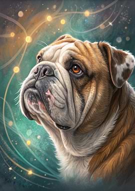 Bulldog Portrait with Bokeh Lights