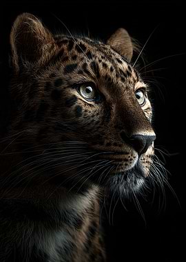 Leopard Portrait on Black Background
