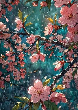 Cherry Blossoms in Rain