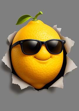 Cool Lemon Bursting Through Paper