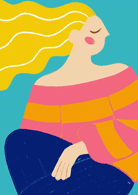 Big bright Woman with Blonde Hair