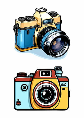 Two Cartoon Style Cameras