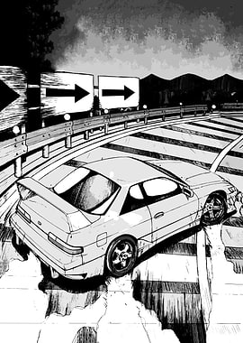 Car drifting on mountain road