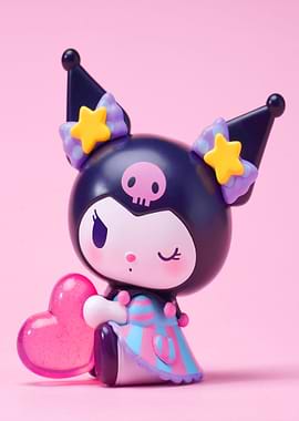 Kuromi Figurine with Heart