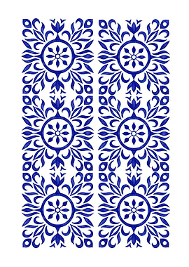 Blue Floral Pattern on White Background