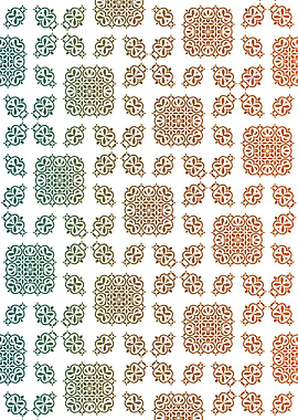 Vintage Geometric Flowers Pattern with Gradient