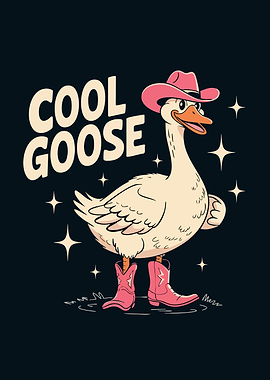 Cool Goose with Cowboy Hat and Boots