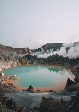 Volcanic Crater Lake Landscape