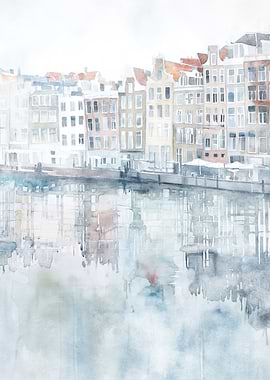 Amsterdam Canal Watercolor Painting