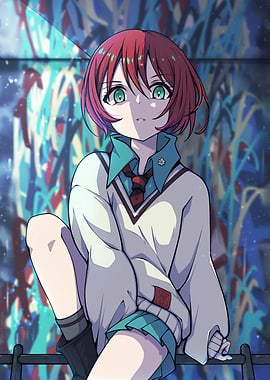 Anime Girl with Graffiti Background