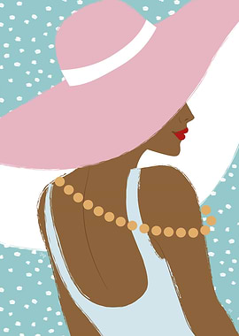 Elegant Woman with Pink Hat