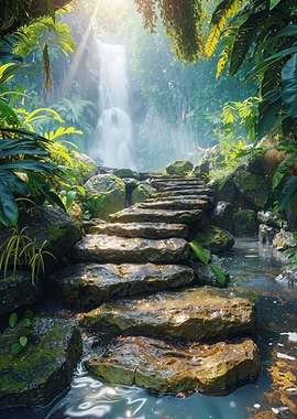 Waterfall Stone Path Light
