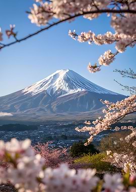 Mount Fuji with Cherry Blossoms